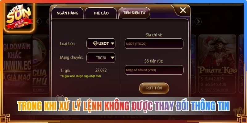 Trong khi xử lý lệnh không được thay đổi thông tin